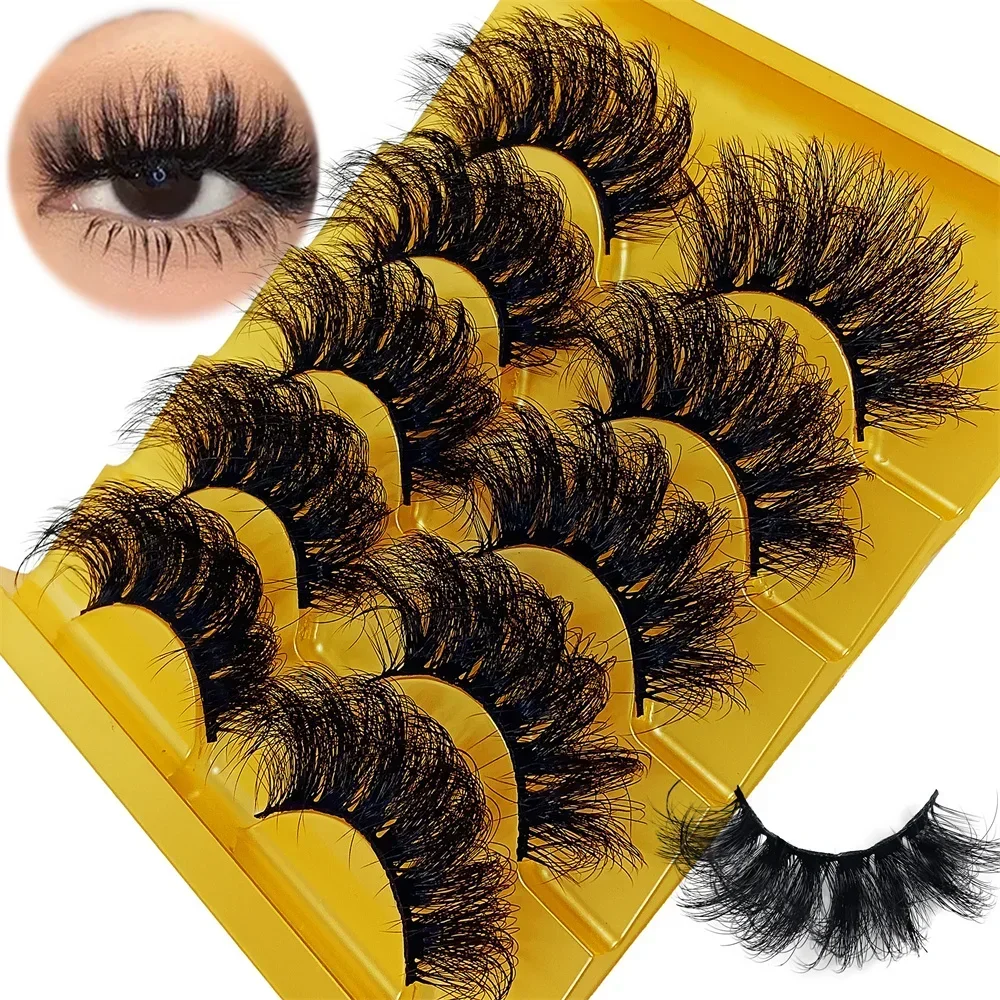 5 Pairs Faux Mink Lashes Dramatic Volume Thick Lashes Fluffy Long Lasting Wispy Natural False Eyelashes