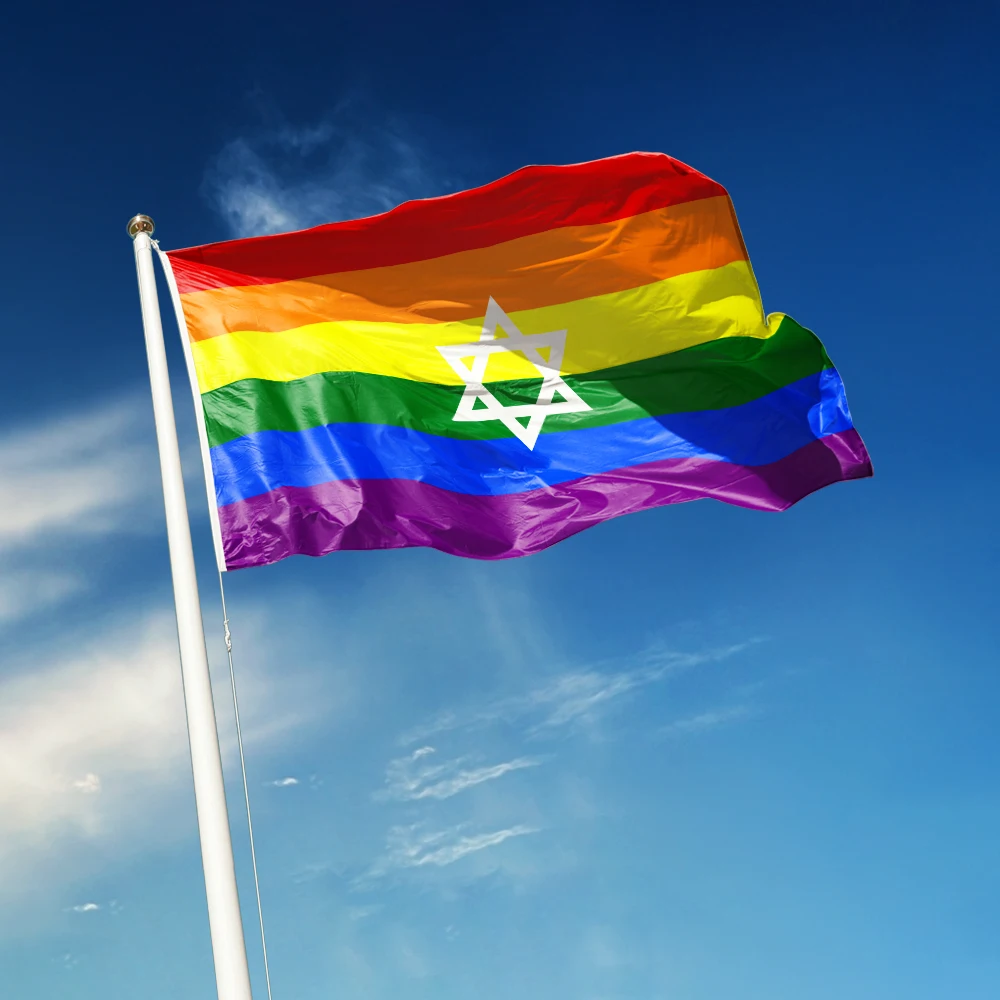3x5 Ft Gay Pride flag of Israel Flag Vivid Color and Fade proof Large Rainbow Pride Flags Polyester with Brass Grommets