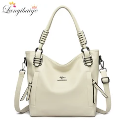 Luxury Soft Genuine Leather Handbag Fashion Women Shoulder Messenger Bag Solid Color Cowhide Tote Fashion Female Crossbody Sac