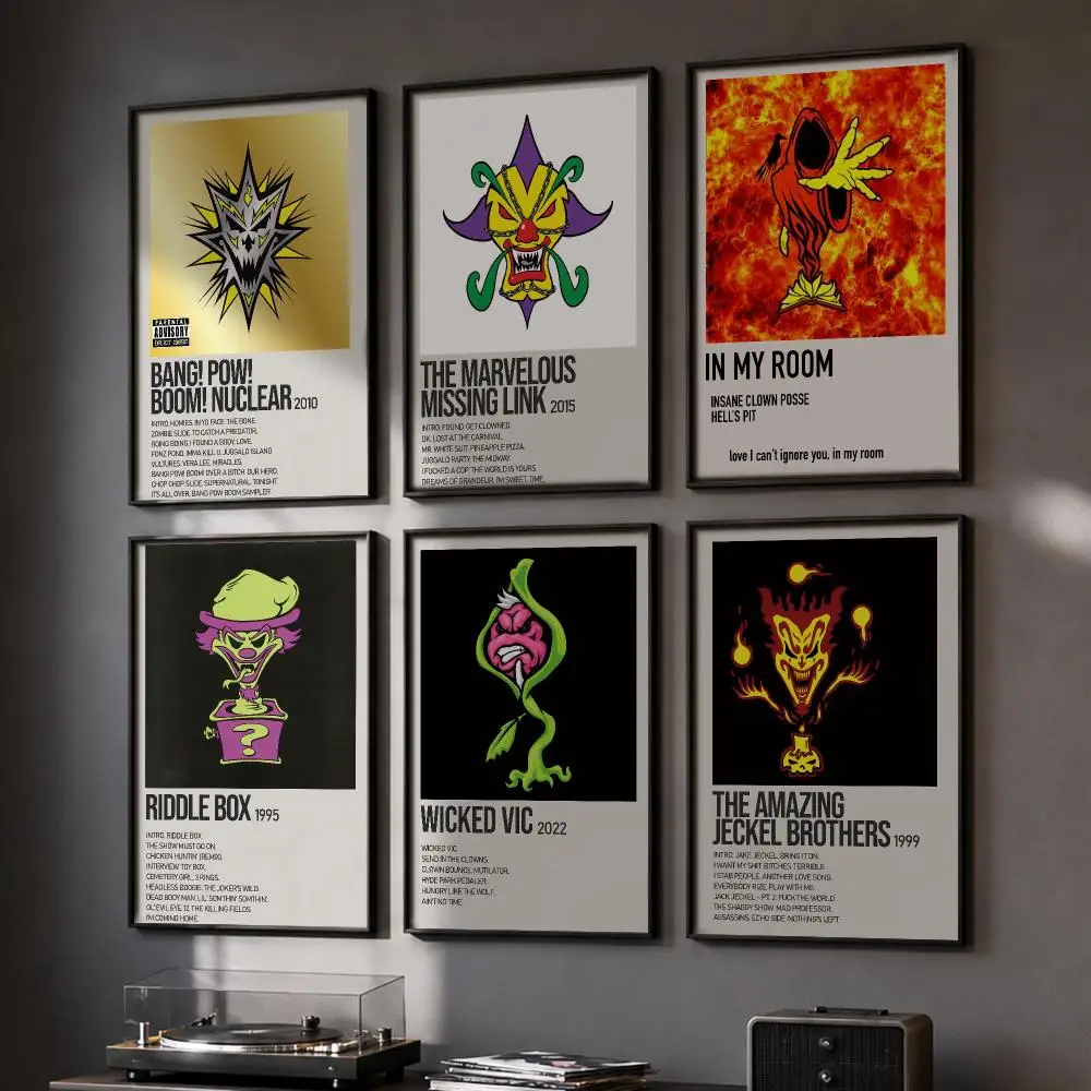 I-Insane Clown Rock Band Album Poster HD Home Wall Stickers House Hallway Living Room Bedroom Bar Office Decor Art Prints