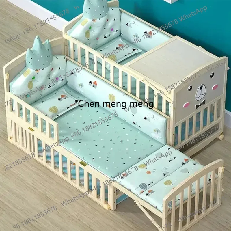 

Multifunctional Twin Baby Bed Crib New Type Full Size Baby Solid Wood Pine Twin Cot Bed