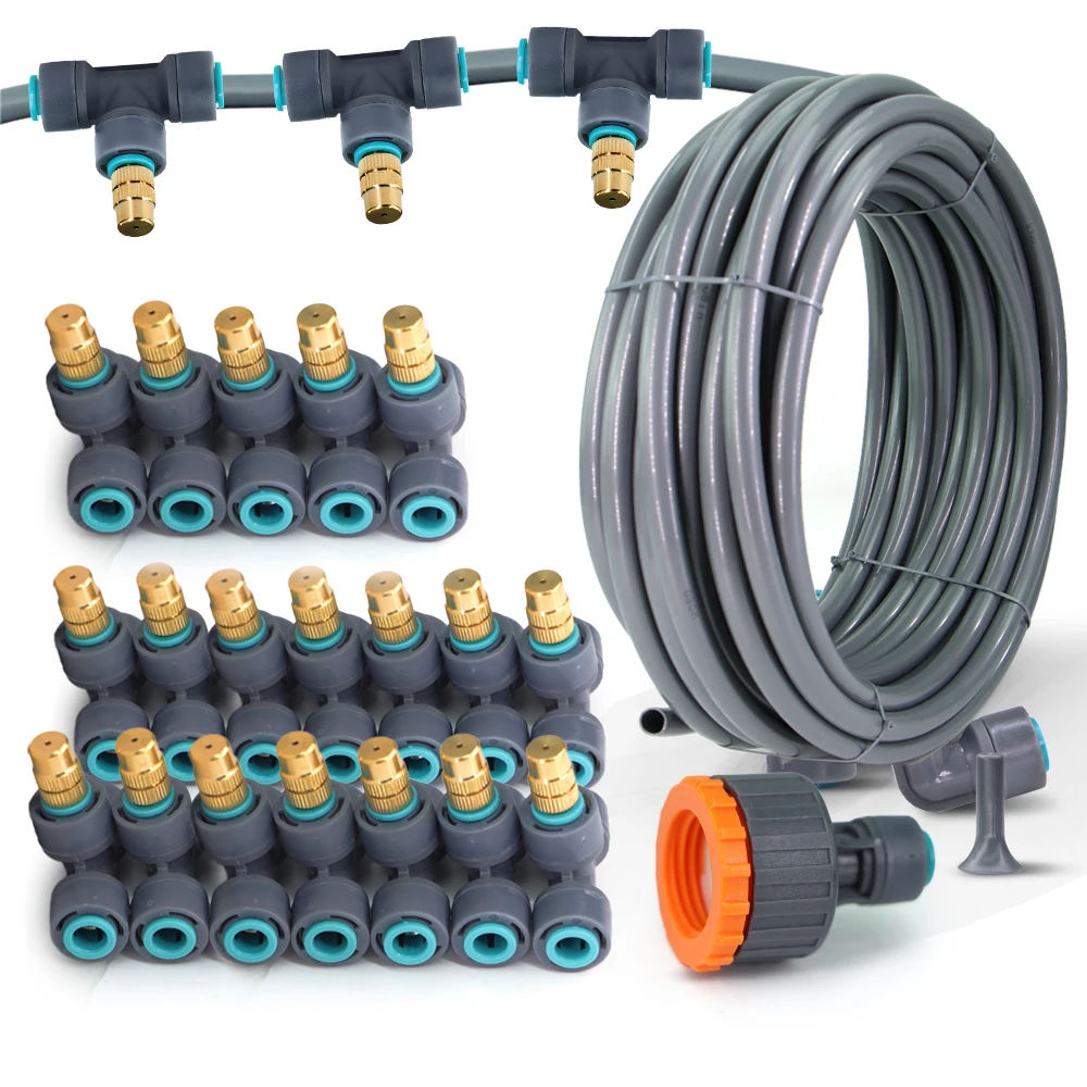 5M/10M/Garden Misting Nozzle Spray Kit Atomizing Watering System for Outdoor Greenhouse Plants Nebulization Cooling Irrigation