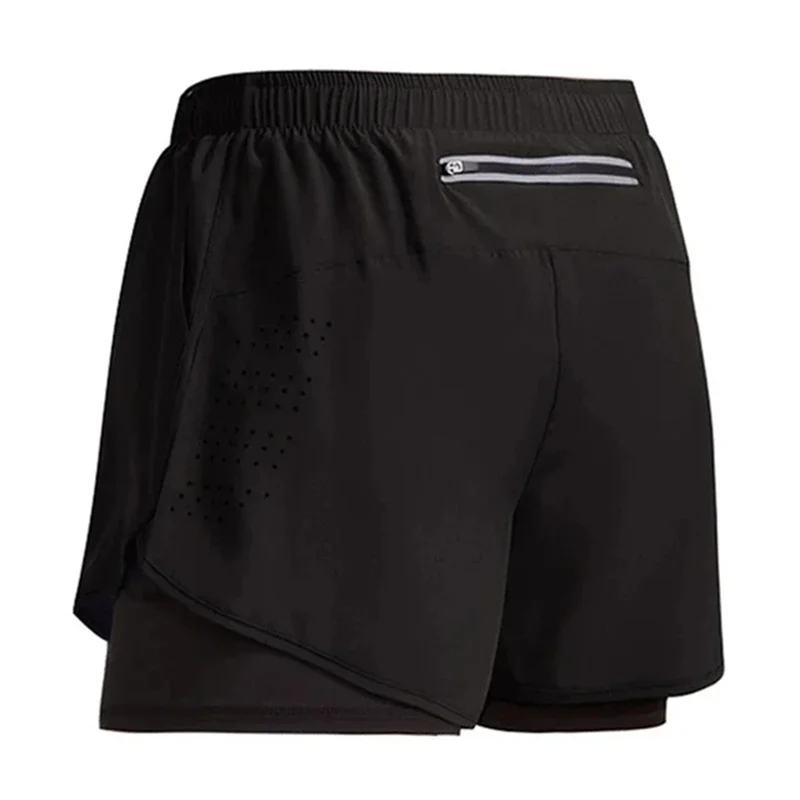 Pantaloncini da corsa da uomo quick-dry Fitness pantaloncini a due piani traspiranti pantaloncini da allenamento per palestre da uomo pantaloncini