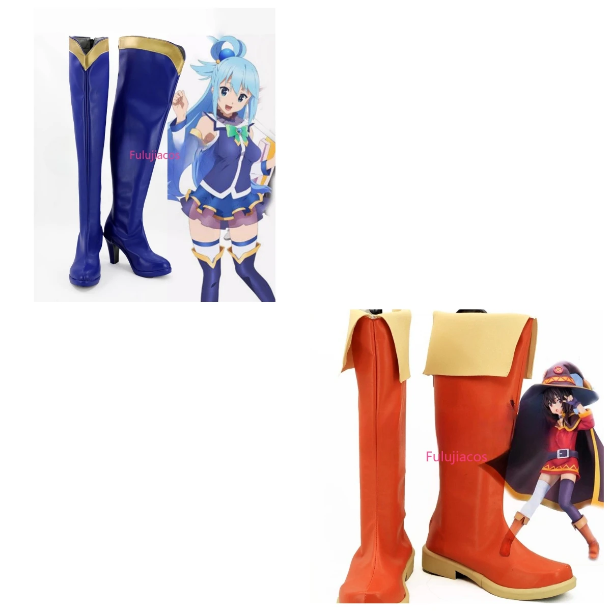 

Aqua Megumin Shoes Cosplay Boots High Heel Shoes Custom Made Halloween Party Game Cosplay Shoes Prop
