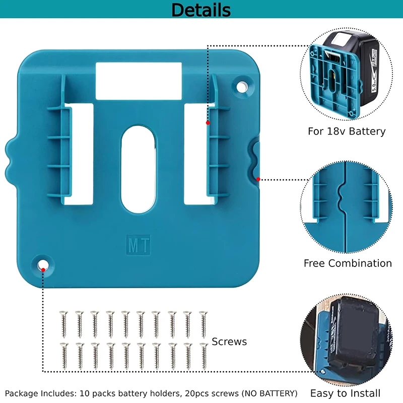 1Pc Battery Holder For 18V Li-ion Battery Storage Mounts Dock Holder Case Machine Bracket Stand For BL1830 BL1815 BL1860 BL1840B