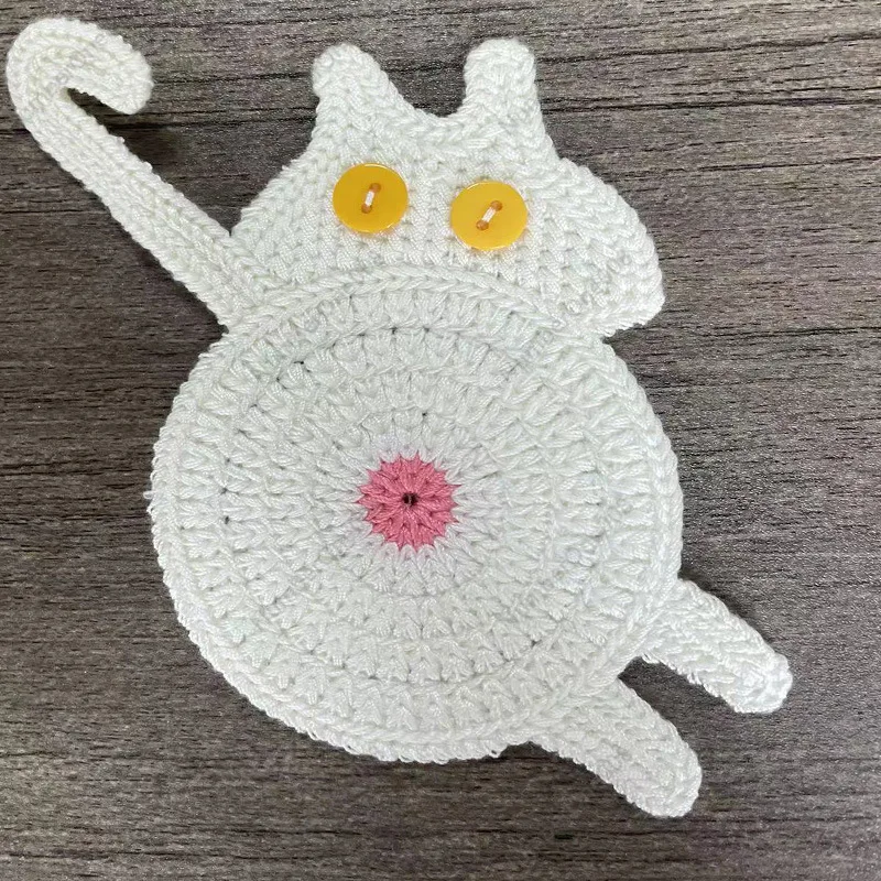 Temu Shein Platform Big Hit Cat Butt Coasters Cat Ass Coaster Knitted Coaster