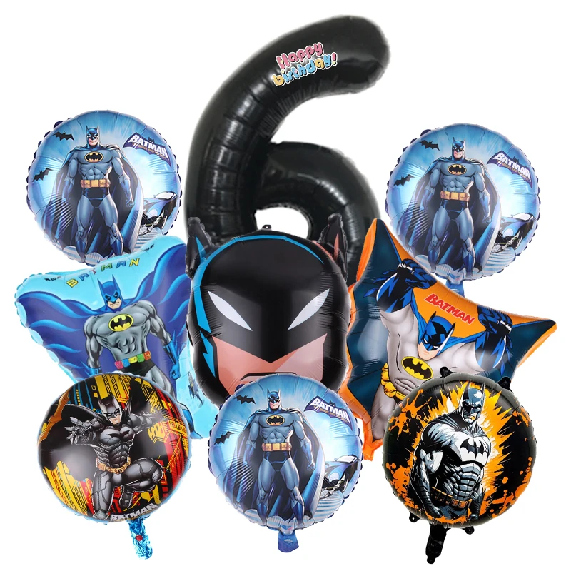 9pcs Cartoon Batman Superhero - Confetti Balloon Set 评论和价格