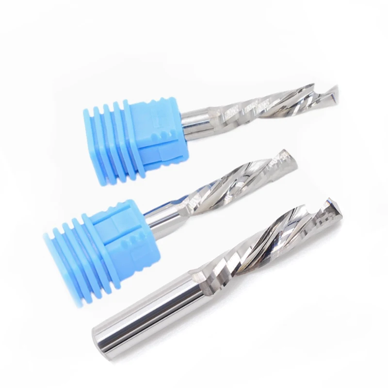 

10Pcs Carbide Mill Tool Cutters for CNC Router 3.175/4/5/6/8mm - UP & DOWN Cut one Flute Spiral, Compression Wood End Mill