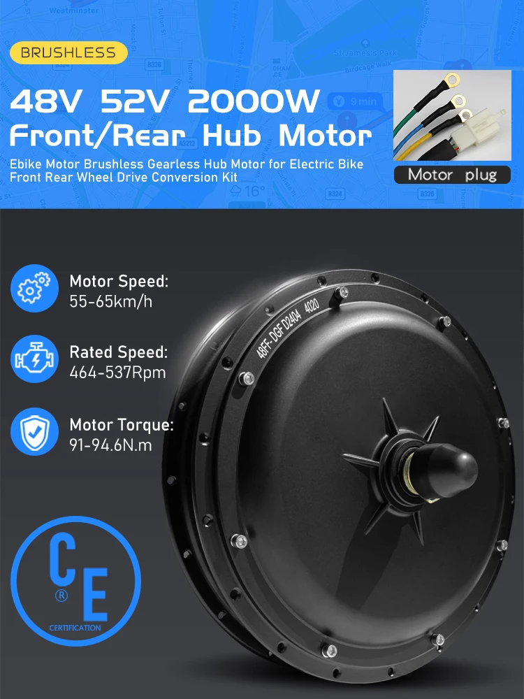 AliExpress KUNTENG E-BIKE EBike Wheel Hub Motor 48V 52V 2000W Brushless Gearless Ebike Motor Front Rear Freehub Drive For Electirc Bicycle Conversion Kit