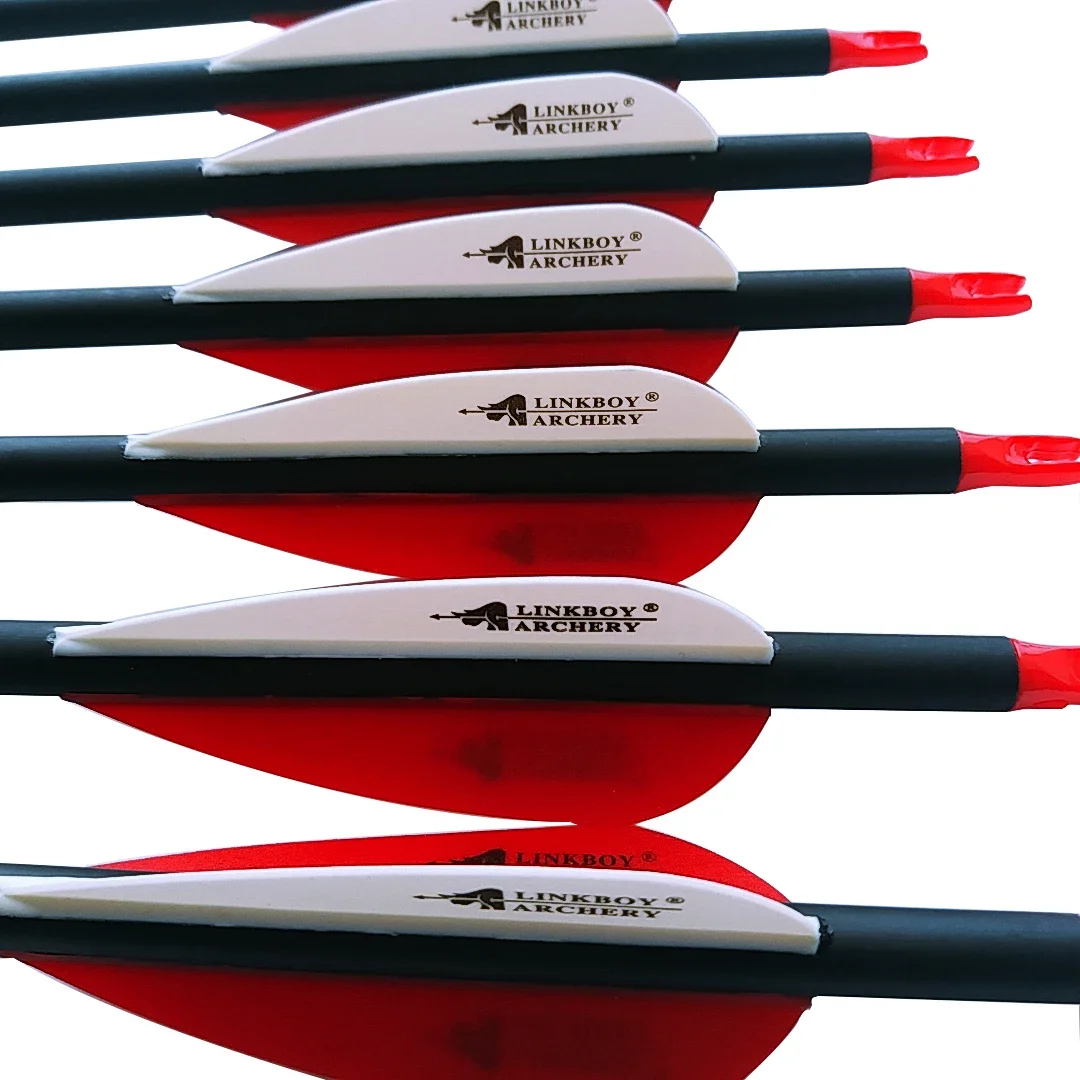 Linkboy Archery Carbon Arrow ID6.2mm 28/29/30inch Sp500 Tips 2.8inch Vanes Compound Recurve Traditional Bow Longbow Hunting view 3