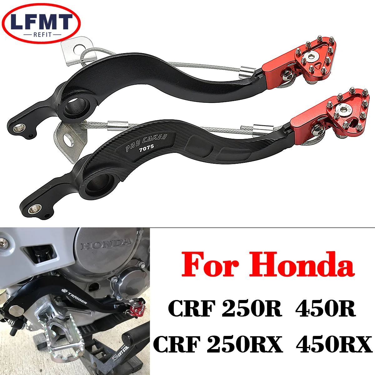 

Motorcycle CNC Shifter Shift Pedal Rear Foot Brake Pedal Lever For Honda CRF450R CRF250R 450R 250R 450R CRF450RX 250RX 2004-2023