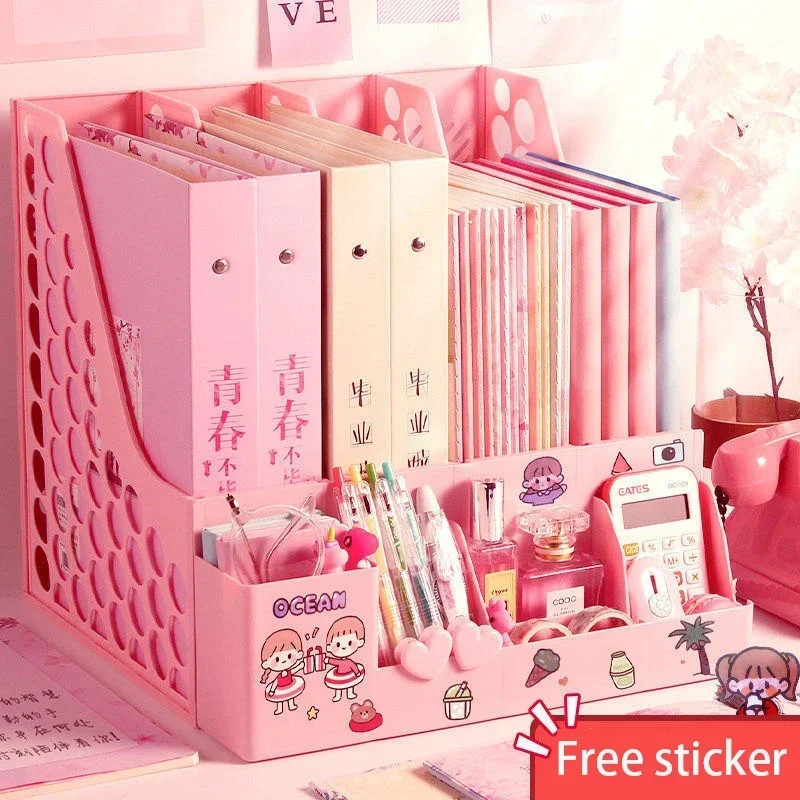 Clearance Multifunctional File Organiser with Pen Holder Simple File Bookcase Office School Desktop Accessories Office Storage