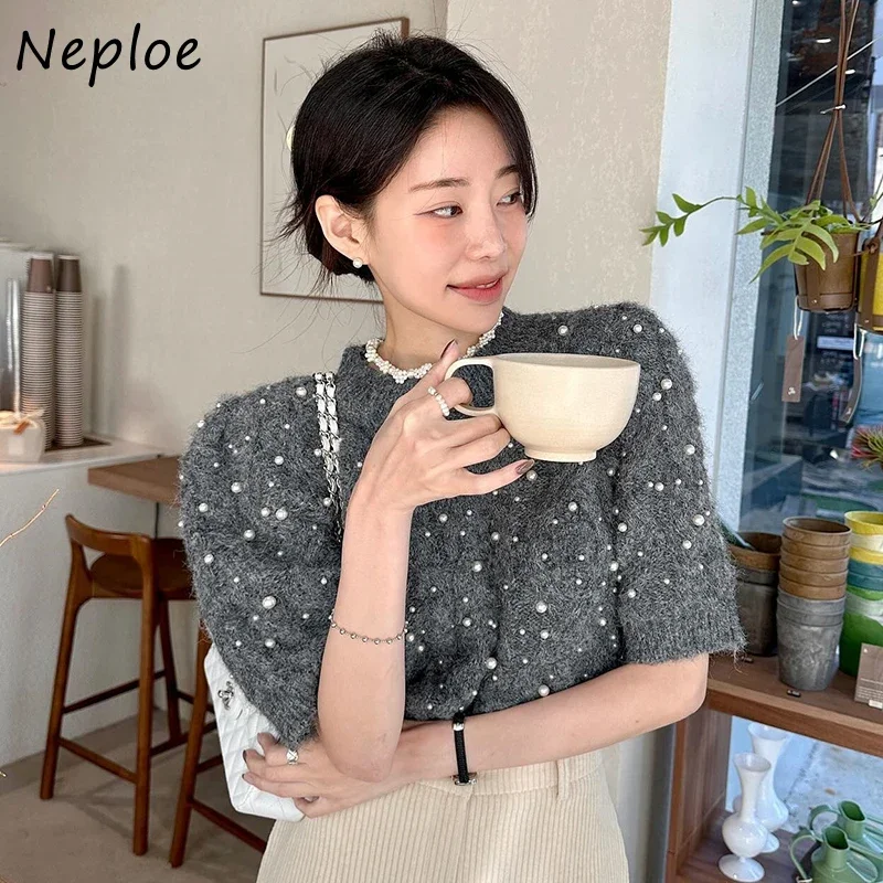 Neploe Winter Vintage Western-Style Pullovers Round Neck Nail Bead Embellished Fried Dough Twists Pattern Knitting Sweater