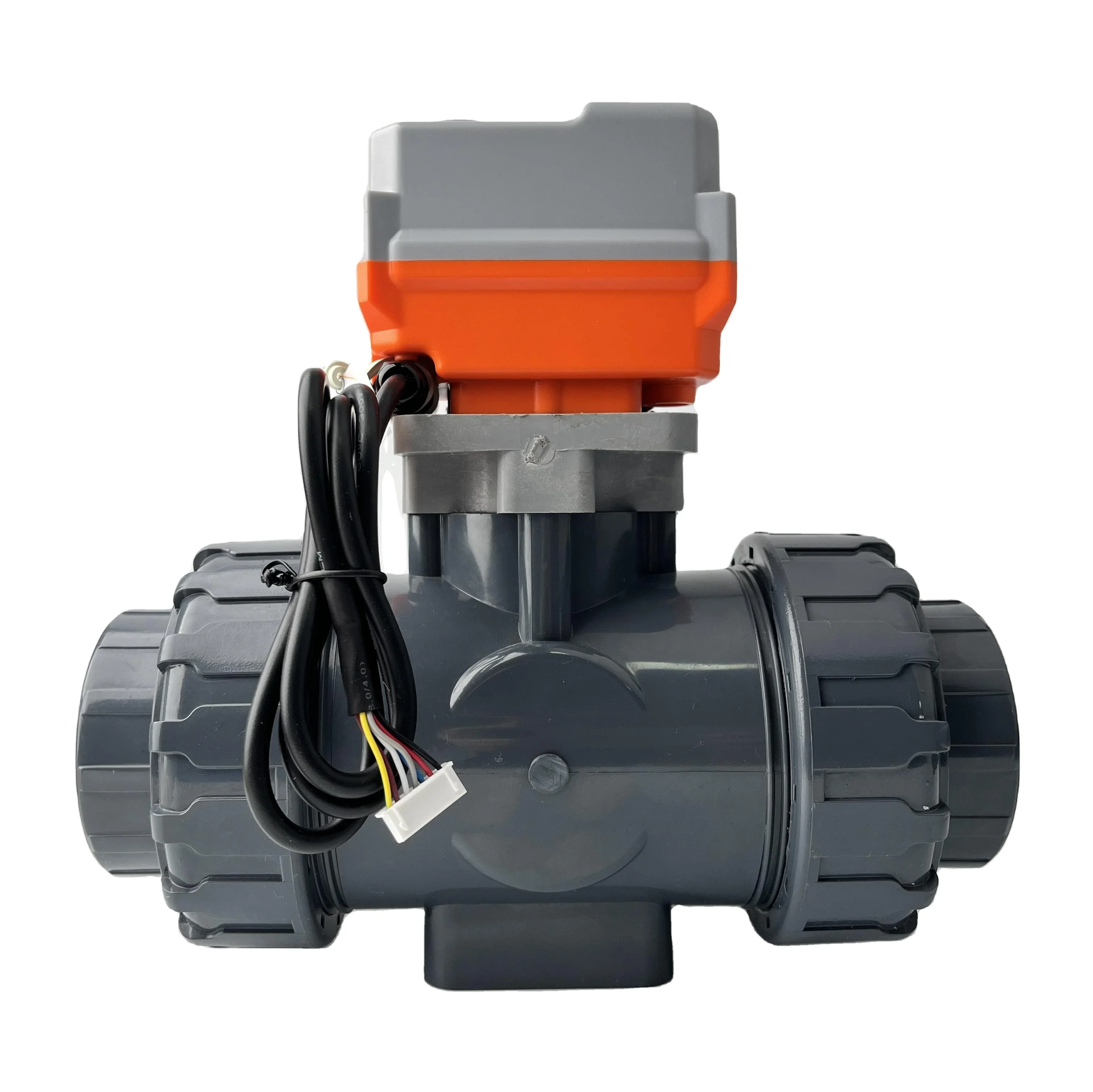 DN40 UPVC DC24V On-off Type motor-driven three way valve 3 way flow control valve