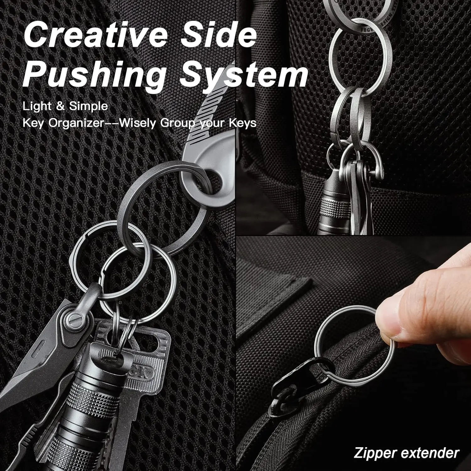 Titanium Side-Pushing Key Chain Rings , Key Rings for Keychain, Split Keyring Heavy Duty Keychain Rings Bulk