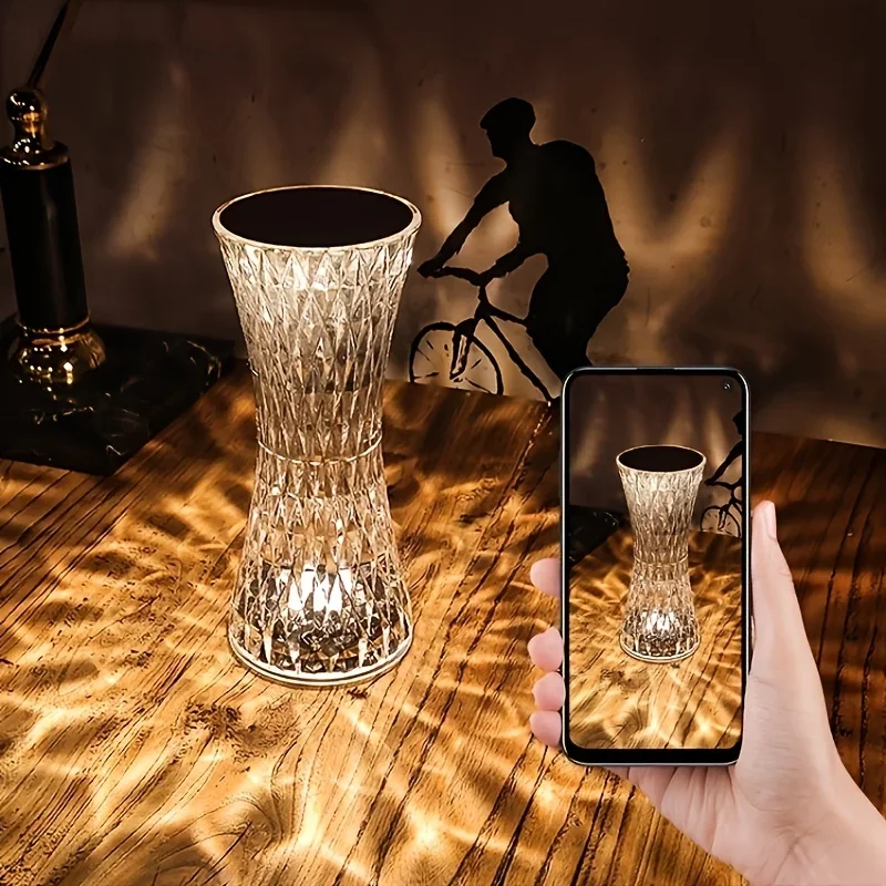 Superbe lampe de chevet à activation tactile avec cristal, ajoutez une touche de luxe à votre chambre à coucher!