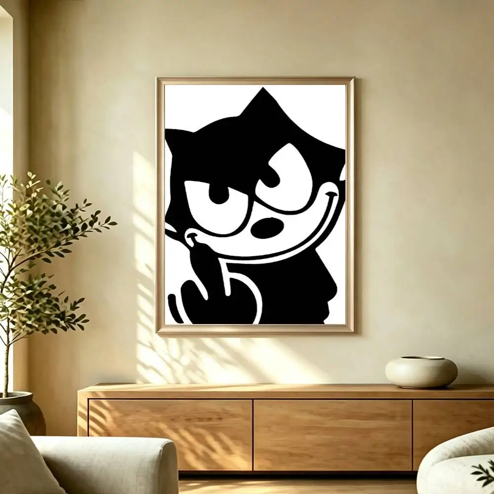 C-Cute C-artoon FelixES Cat Poster Waterproof Wall Art Sticker For Bar Living Room Vintage Decor High Quality Print Gift