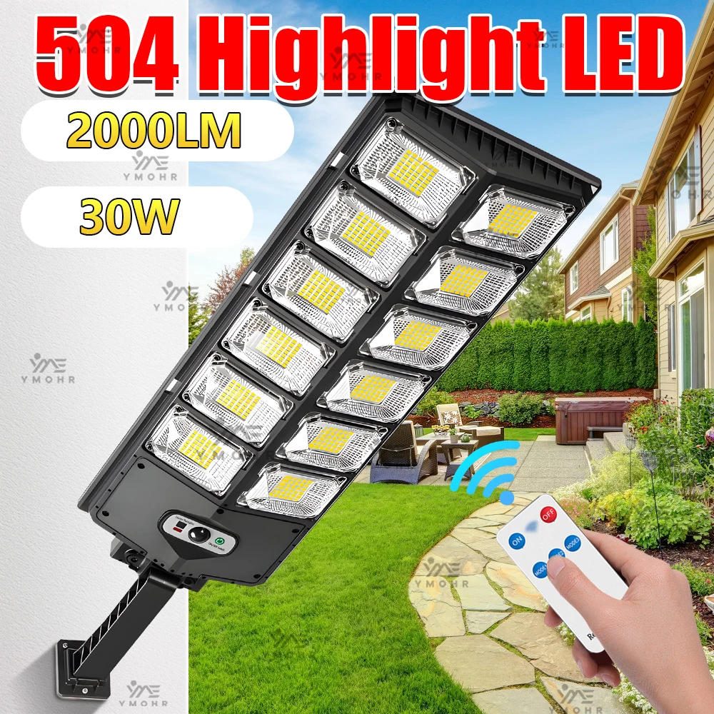 

Солнечный светодиодный светильник 504 LED с датчиком движения, водонепроницаемый, для наружного освещения, с дистанционным управлением, для сада, вечеринок, кемпинга