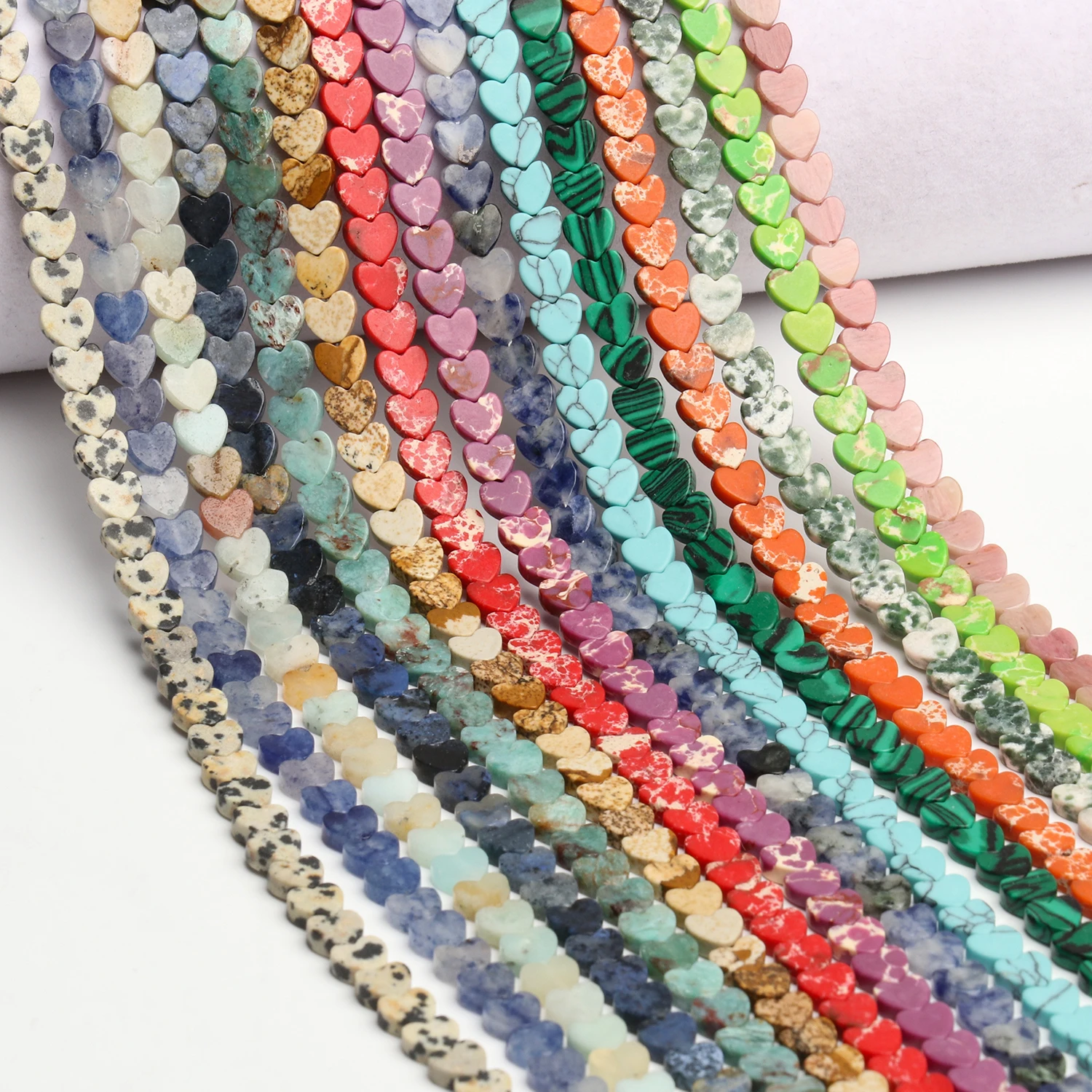 6mm Natural Heart Stone Beads Turquoise Amazonite Agate Loose Spacer Beads For Jewelry Making DIY Bracelet Necklace Findings