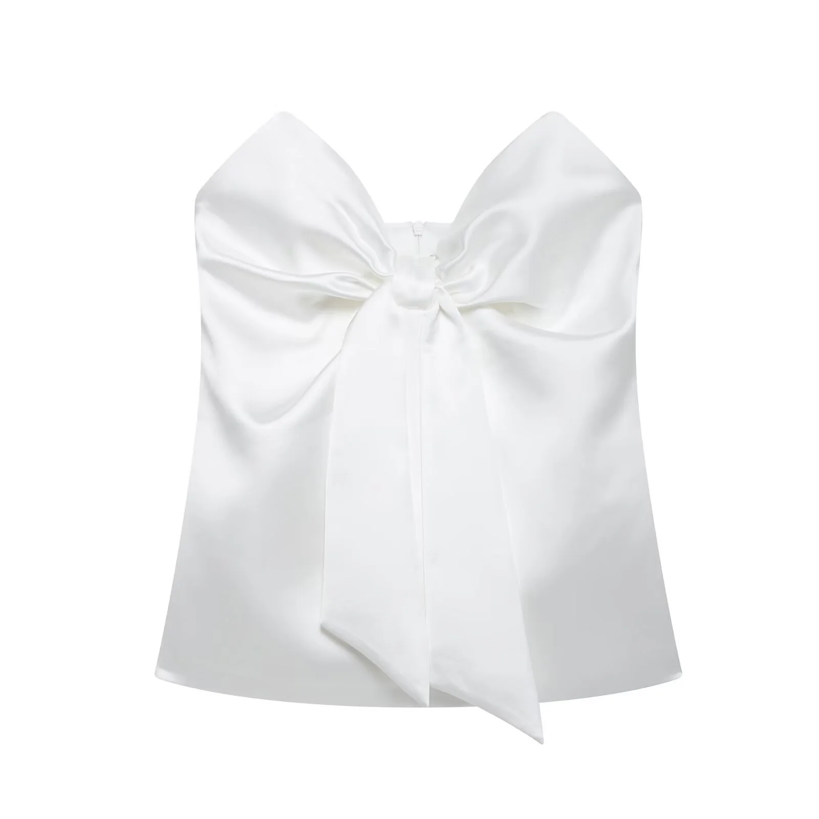 

2025 Spring/Summer New Fashionable Sweet And Spicy Style Slimming One Piece Collar Butterfly Bow Decoration Strapless Short Top