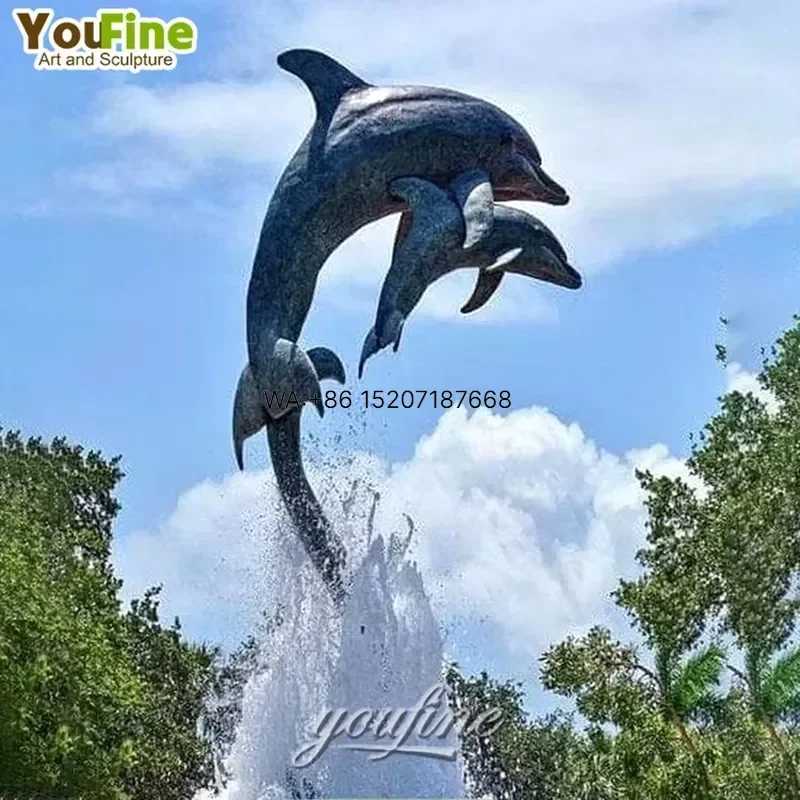 Wmwmnu Popular Bronze Two Dolphins Statue Sculpture Swimming Pool Decor for Sale
