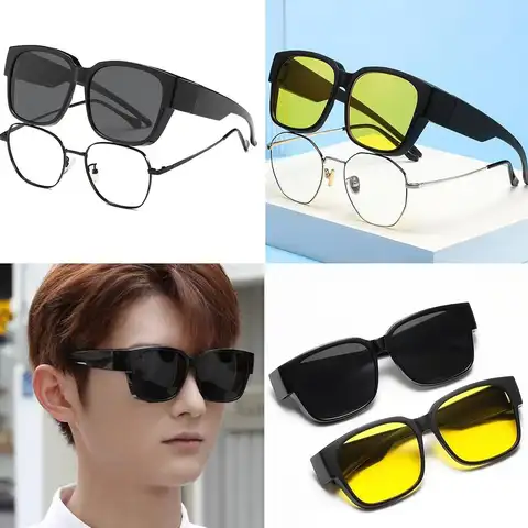 Moderiktiga polariserade solglasögon, överdimensionerade, täcker över glasögon, lämpliga för närsynthet 10 best sales CVS solglasögon över glasögon - №6