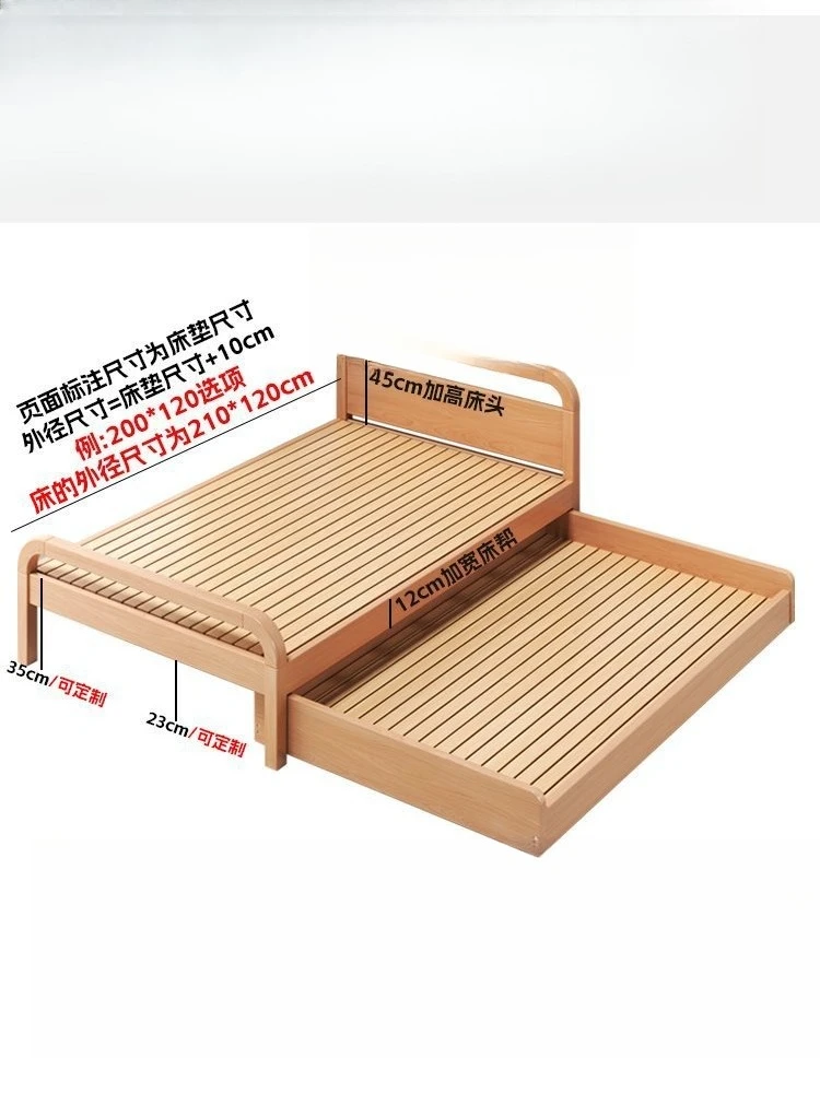 Bedroom full solid wood trailer pull-out bed small apartment space saving bunk bed mother and child bed 4