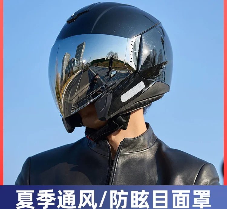 Motorcycle Helmets, Summer Electric Bikes, Three-quarters Sun Protection, All Season Universal for Motorcycles