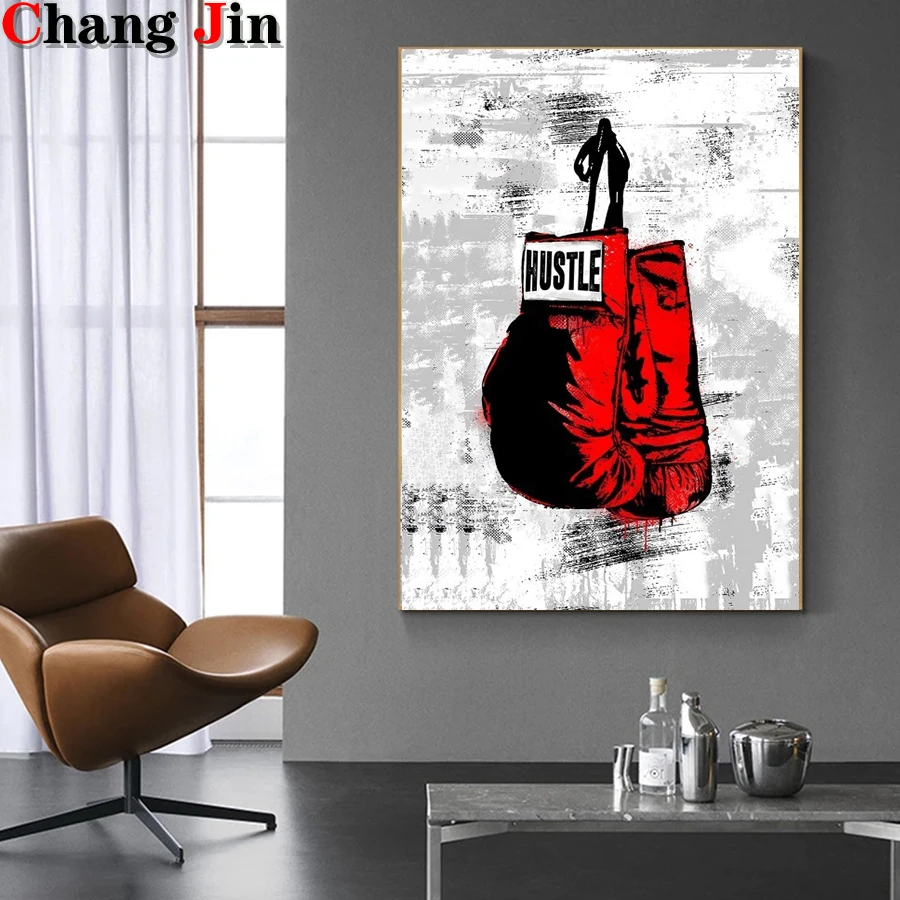 5D Diy Diamond Painting Sports Room Boxing Gloves Cross Stitch Full Drill Diamond Mosaic Art Rhinestone Embroidery Home Decor G