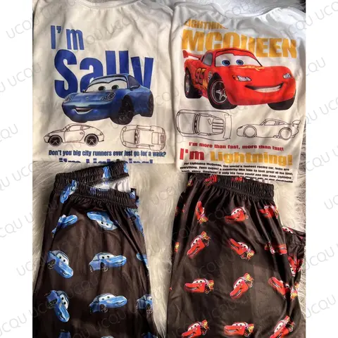 2026 Blixten McQueen & Sally Par Loungewear Set Matchande Stor Sommar Bomull T-shirt med Pyjamasbyxor Vuxna Barn Outfit 8 best sales matchande träningsoveraller för far och son - №2