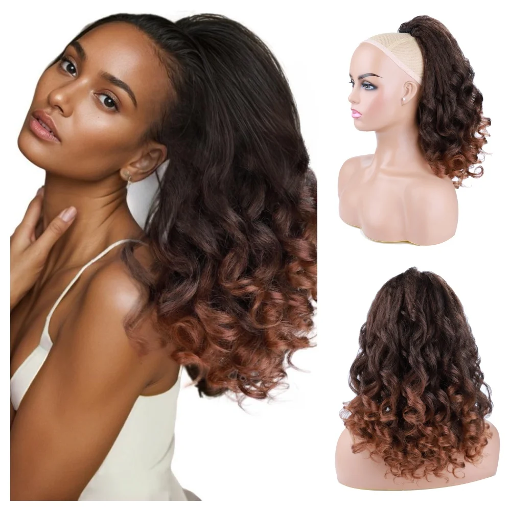 

Lydia Synthetic 20IN Dancing Bouncy Curly Clips-In-Hair Ponytail Long Hairpiece Black Drawstring Hair Extensions For Women Brown