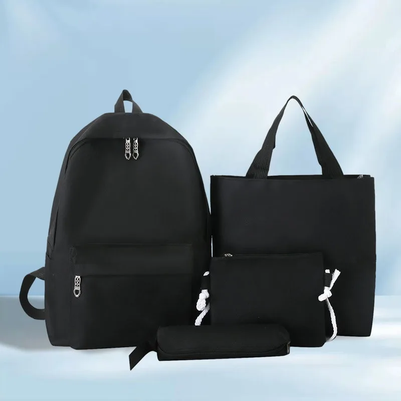 Four-Piece Stylish School Bag, Large Capacity Student Backpack Simple Casual Multifunctional Backpack