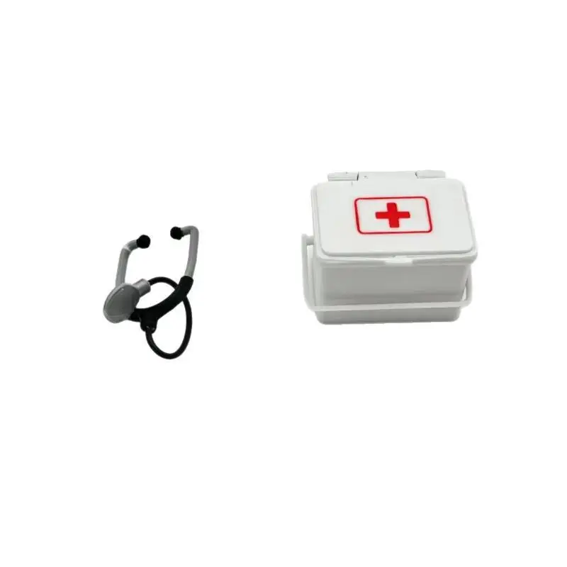 ❤️   Boîte à médicaments miniature pour maison de poupée, avec accessoires stéthoscope, modèle de scène de pharmacie pour accessoires de poupée, 1:12