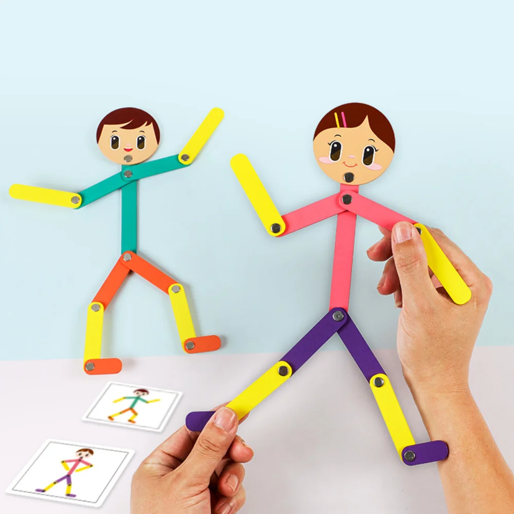 Puzzle Montessori giocattoli fai da te posa sportiva con 48 carte di posa per bambini abilità a mano allenamento motore Fine assemblare giocattolo educativo precoce