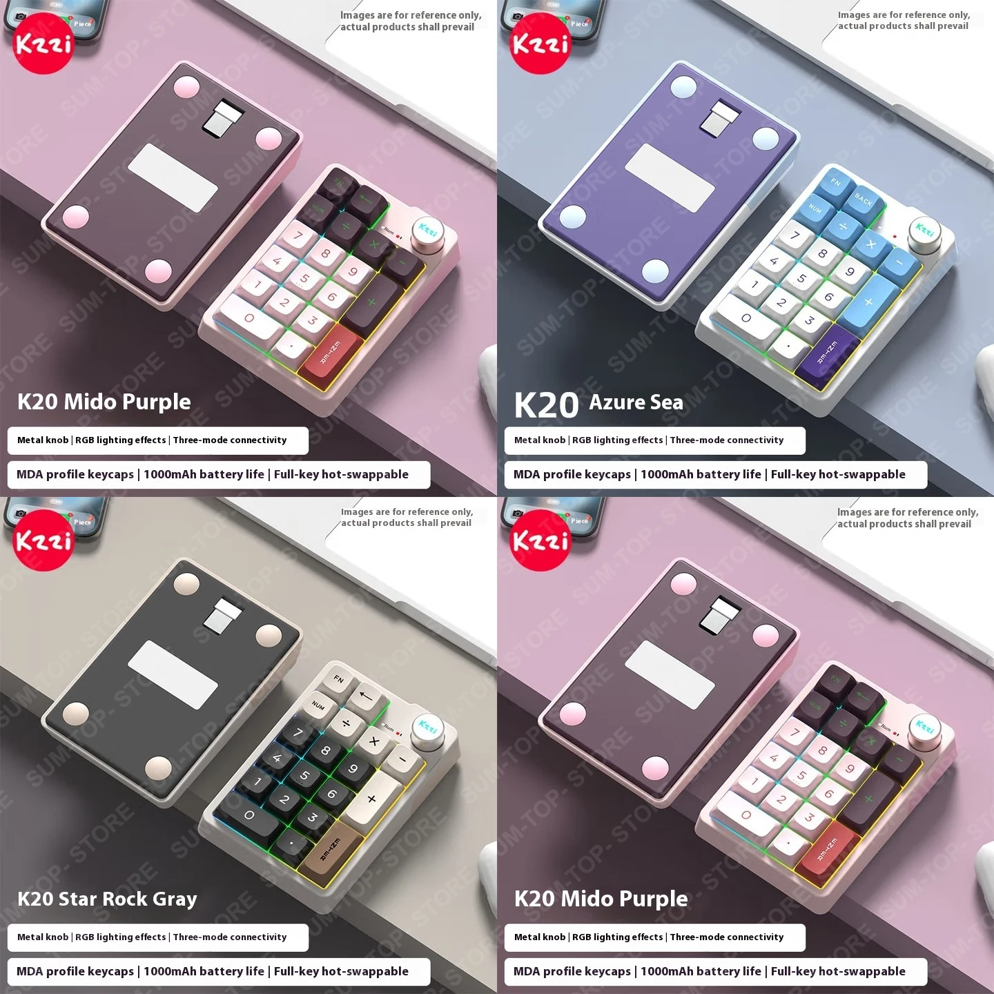 

SUMREDA K20 Macro Numeric Keypad Wireless Keypad Programming Mini Button Custom Knob Keyboard RGB Gaming Mechanical Hotswap