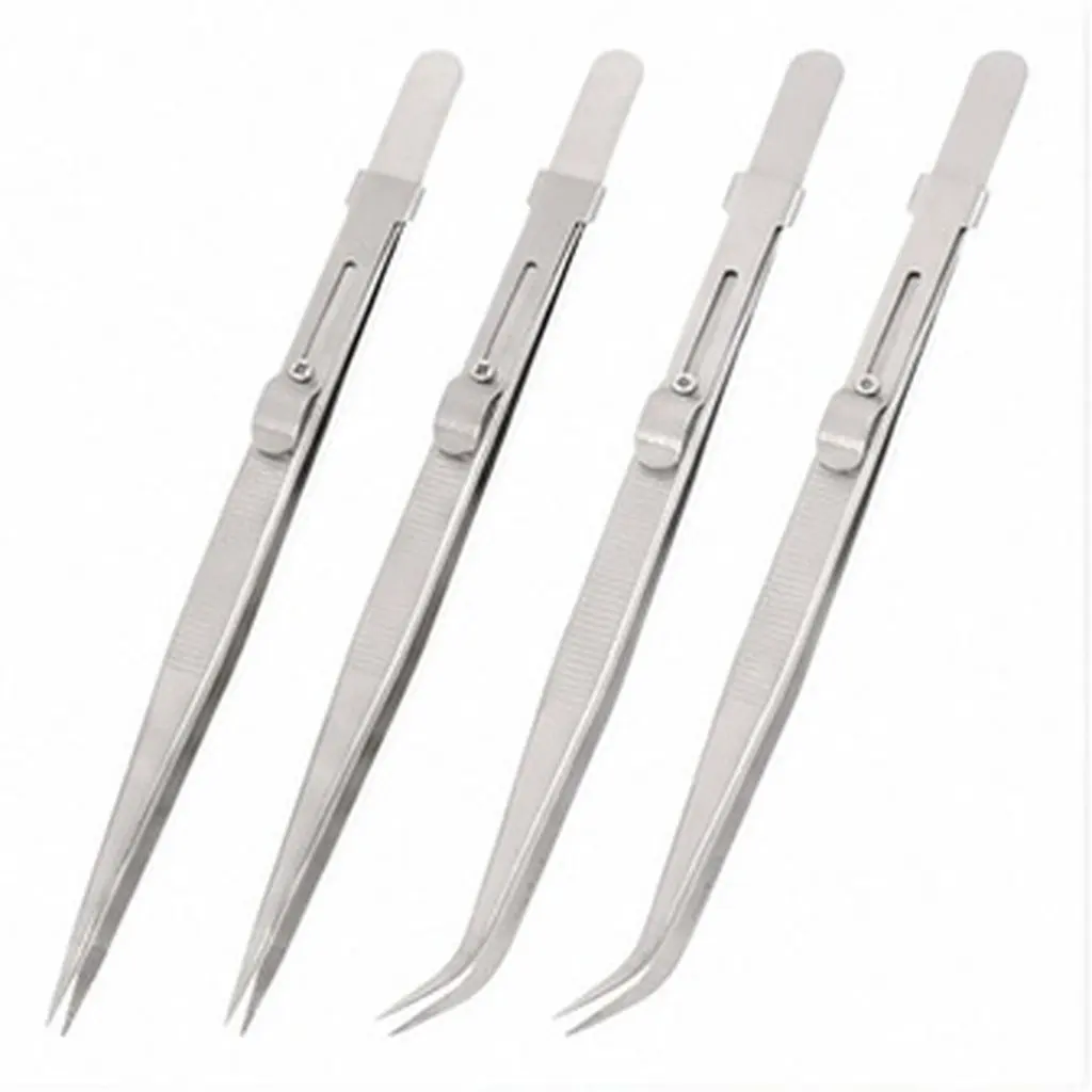 4Pcs Jewelry Tweezers Stainless Steel Ergonomic Design Precise Grip for Jewelry Making Electronics Cosmetics Lab Use Anti-Static