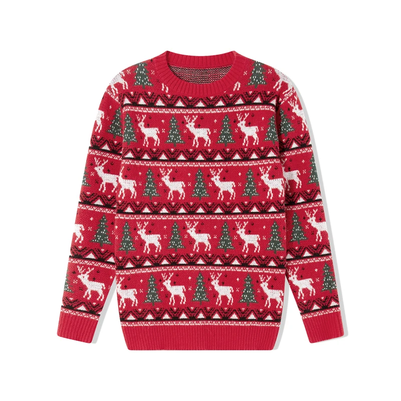 Matching Family Christmas jersey Sweaters Snowflakes Knitted Sweaters Long Sleeve Round Neck Reindeer Pullovers Knitted Tops