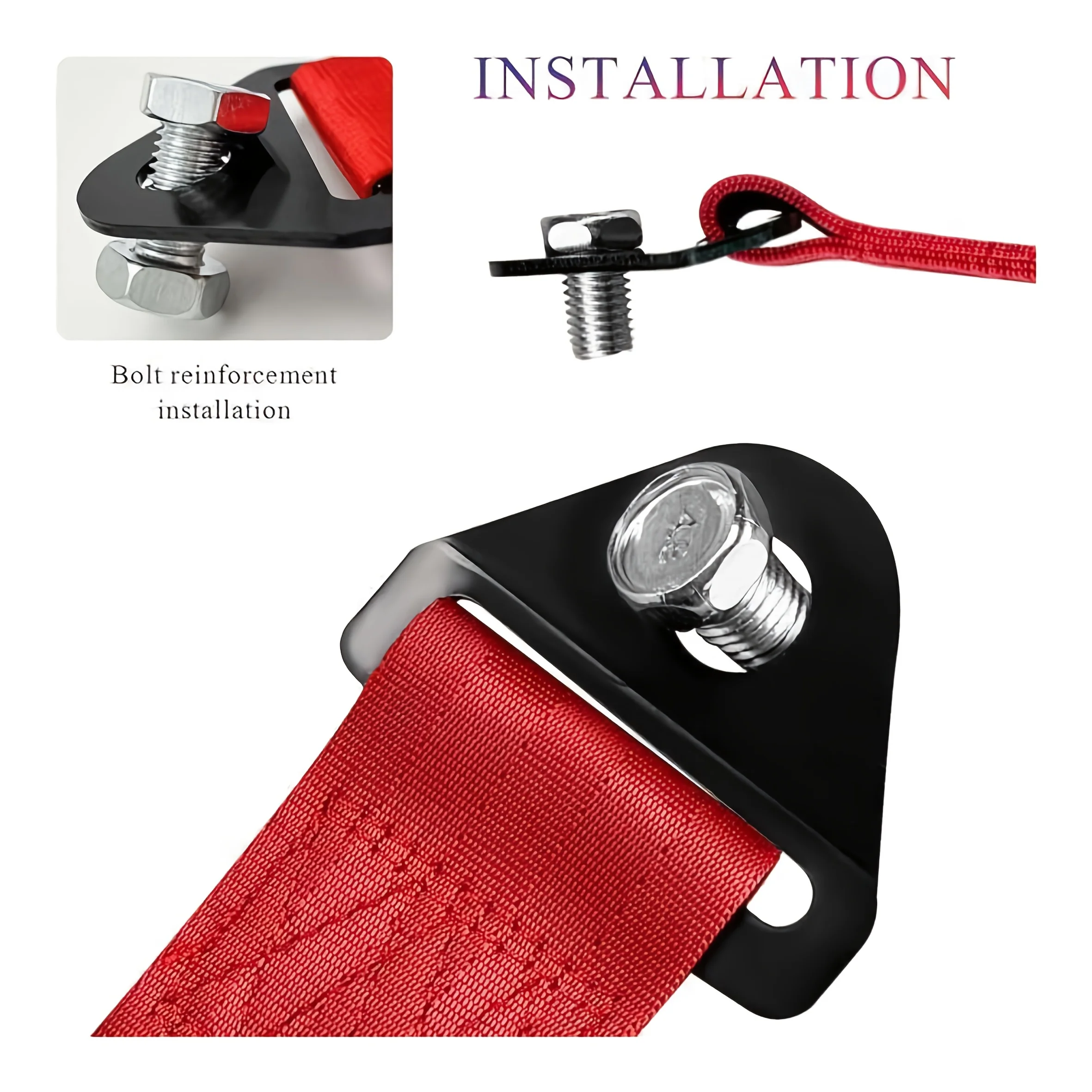 High-Strength Car Nylon Tow Rope Universal Tow Eye Strap with Bumper Trailer Compatibility Exterior Car Decoration with Screws image 5