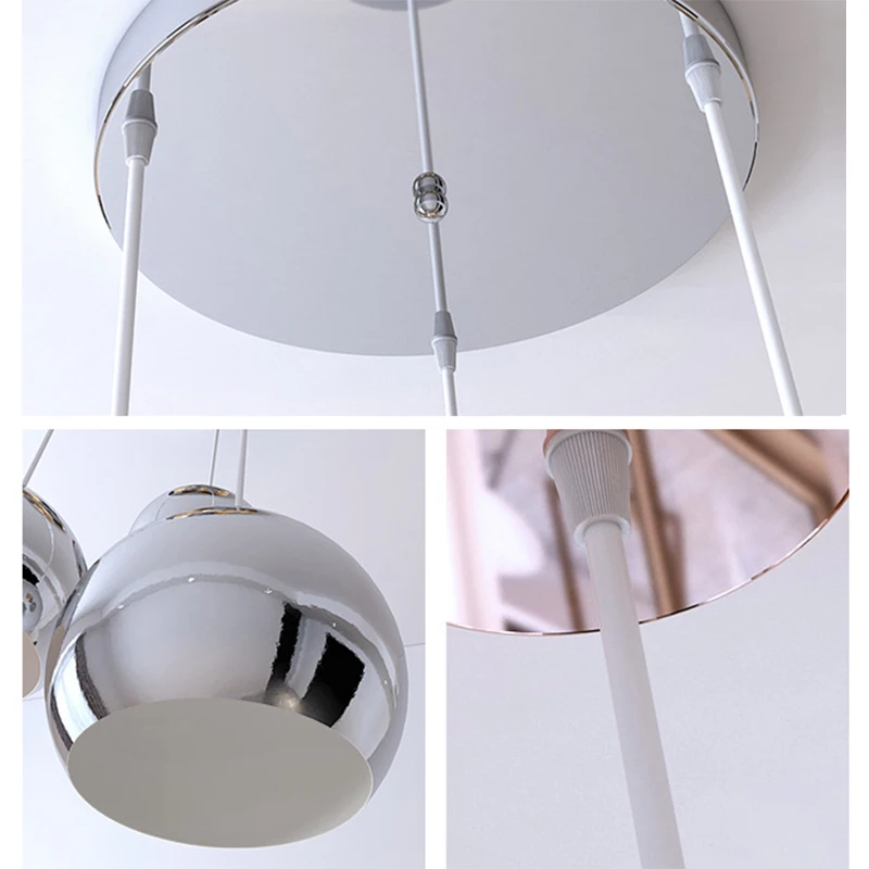 الحد الأدنى من الثريات الإبداعية الفاخرة لغرفة النوم بجانب السرير، بريق فضي على شكل، إضاءة مقهى غرفة الطعام، ديكور المنزل