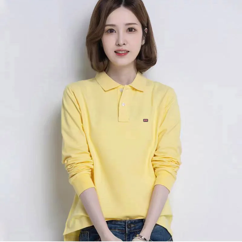 High Quality Spring Autumn New-Design Women Polo Shirts Long Sleeve Casual Cotton Ladies T-Shirt Fashion Fit Slim Female Tops