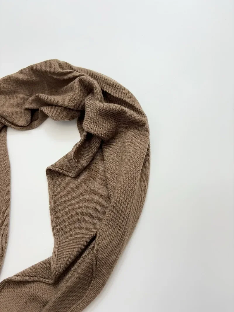 Winter Wool Curled Triangle Scarf for Women