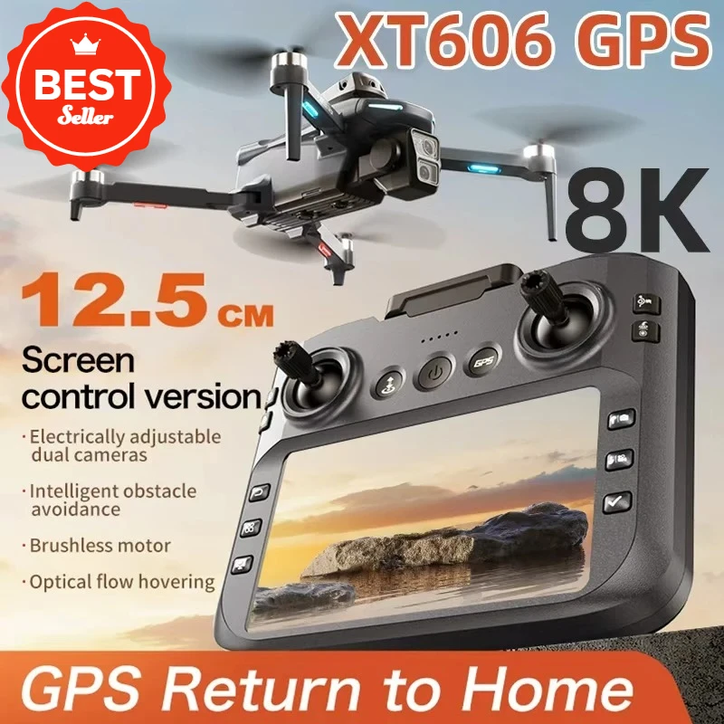 Dron GPS VEVLO 2026 XT606 con Cámara Dual HD 4K/8K y Gimbal 360 °   Dron RC con Motor sin Escobillas y Evitación de Obstáculos para xiaomi VR