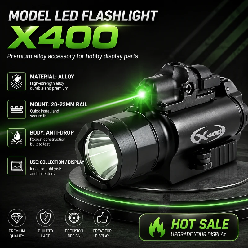Hobby Showpiece LED Flashlight Lightweight Alloy Casing Fast Detach Support Fits Standard 20‑22mm Rail Decor Accessory