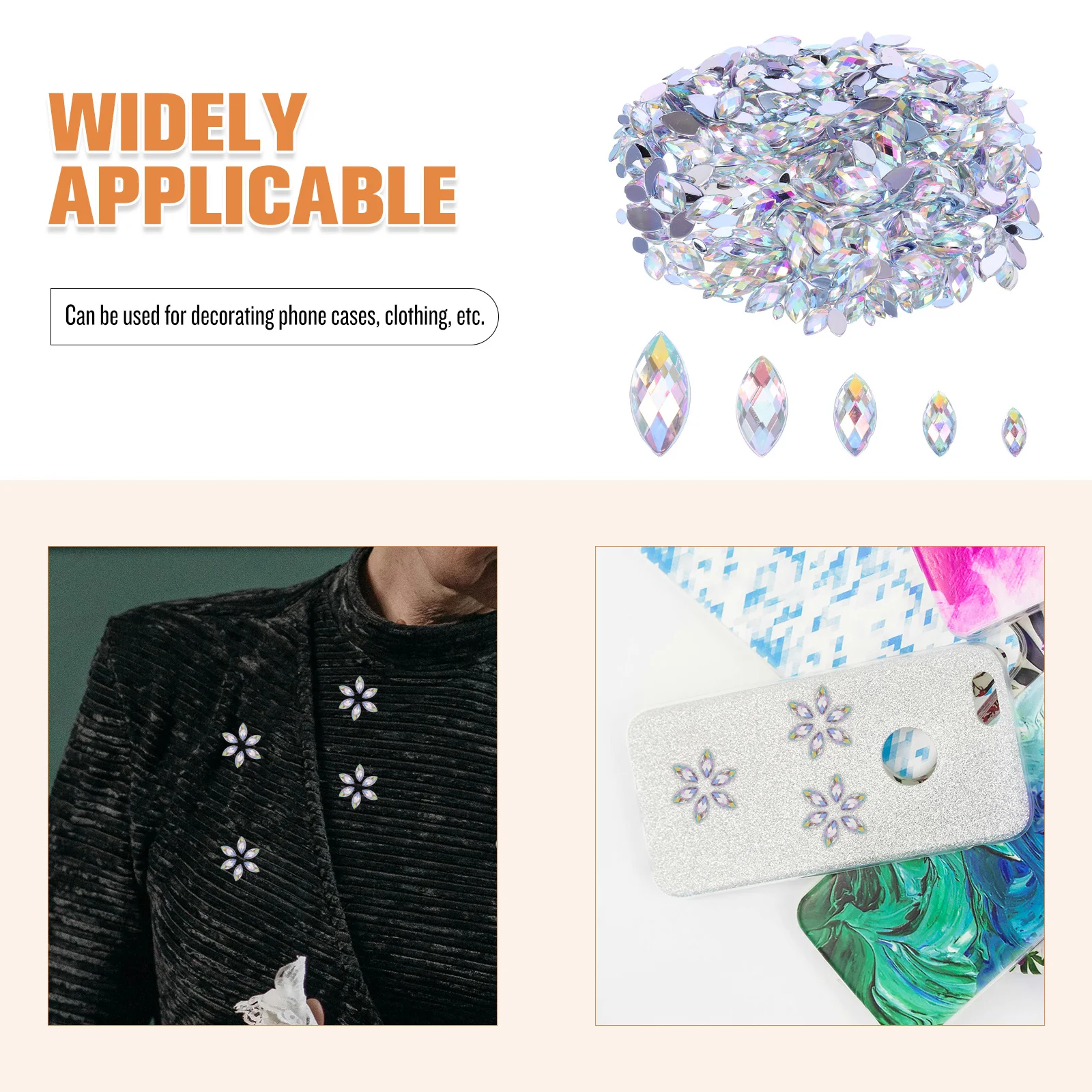 600 pièces perceuse pierres précieuses Flatback acrylique strass Ab couleurs scintillantes pour Nail Art coque de téléphone bricolage artisanat bijoux