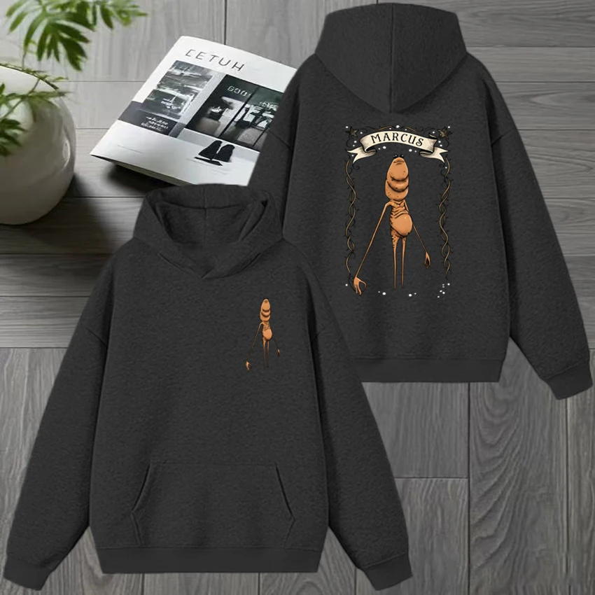 2025 جديد في harajuku marcus الدودة مزدوجة الوجهين طباعة هوديس الرجال النساء مضحك بلوزة من الصوف للجنسين بلوفرات شتوية غير رسمية