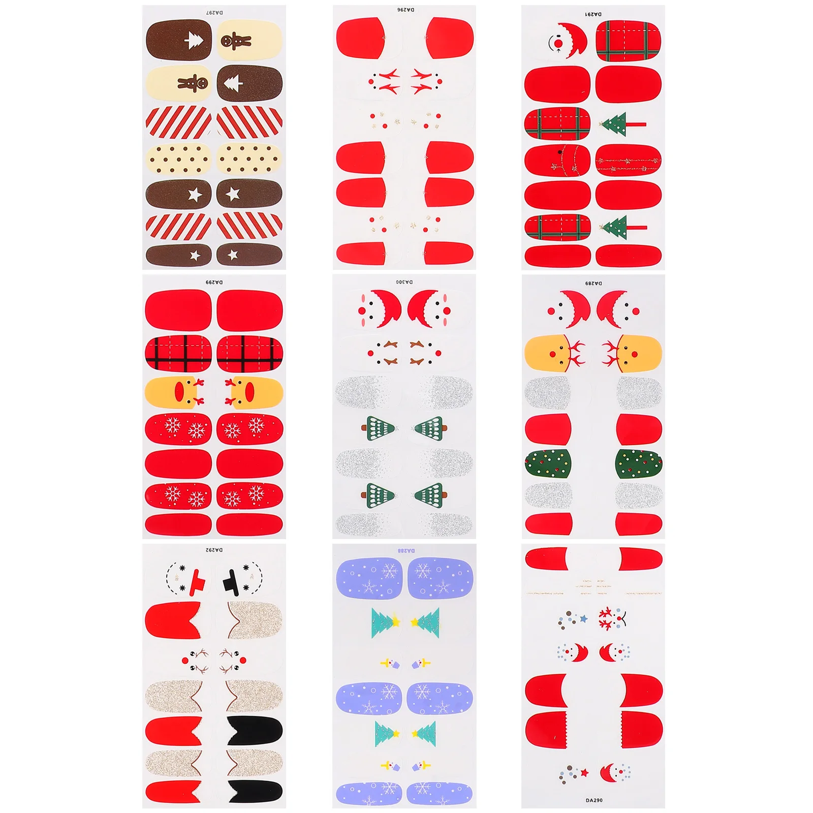 Świąteczne ozdoby do paznokci, 9 arkuszy, naklejki do samodzielnego manicure, dekoracje na paznokcie, bez kleju, wykwintny prezent dla miłośników paznokci.