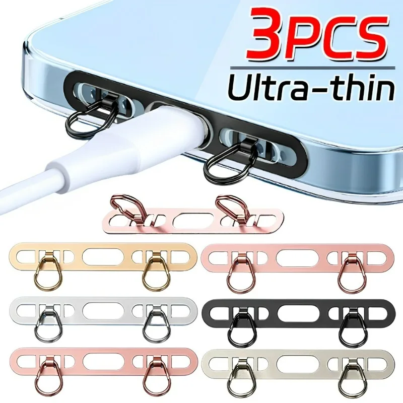 

Ultra-thin Metal Phone Lanyard Patch Safety Connecter Dual Ear Stainless Steel Clips for Mobile Phone Metal Lanyard Gasket Patch