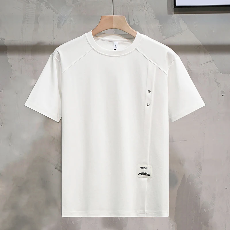 

New T-shirt for trendy men in Korean style, versatile, stylish and cool, solid color, round neck, casual and breathable