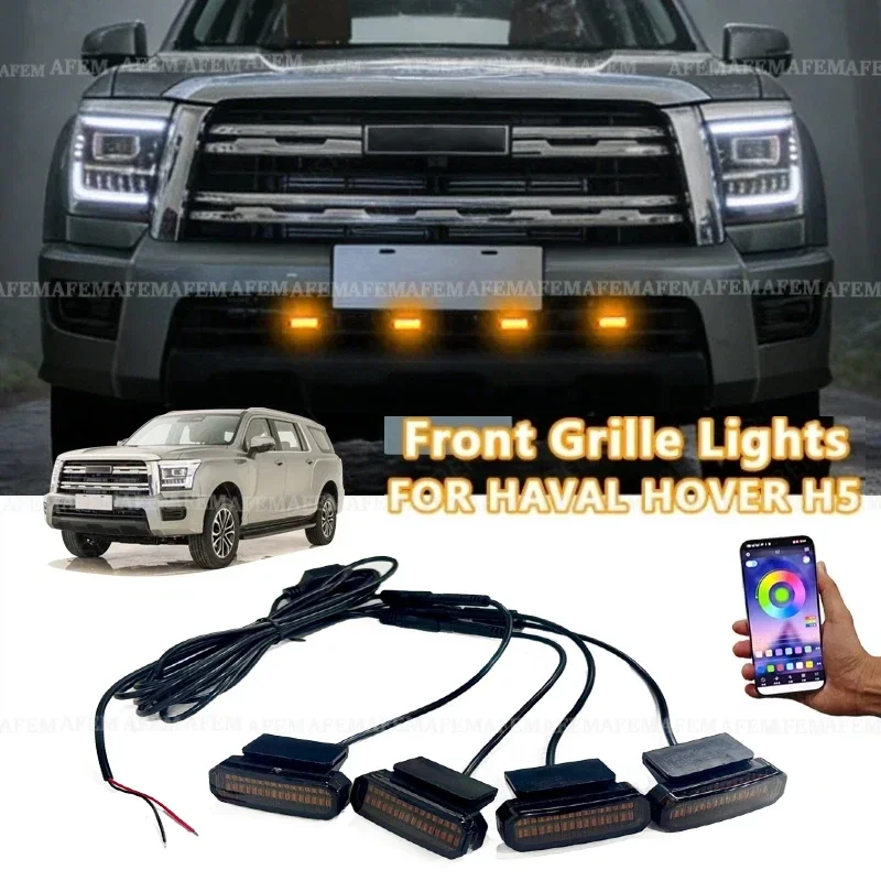 FOR HAVAL HOVER H5 APP Controlled LED Front Grille Yellow Lights Super Bright Daytime Running Lamps Specific Grill Lights