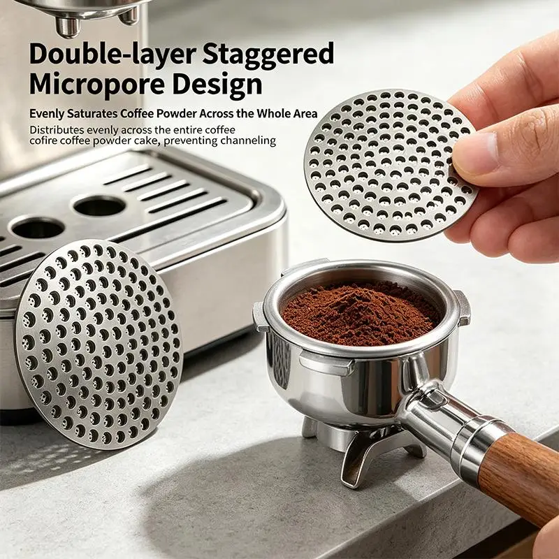 Stainless Steel Coffee Distribution Mesh With Double Filtration And Uniform Flow Perfect For Home Barista Daily Espresso Brewin